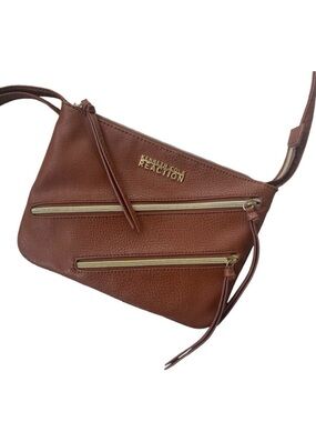 Kenneth Cole Reaction Mini Lasso Brown Tote Bag Vegan Leather Purse Crossbody